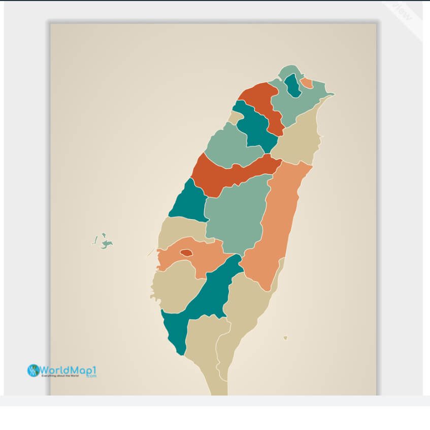 Taiwan Map in Color